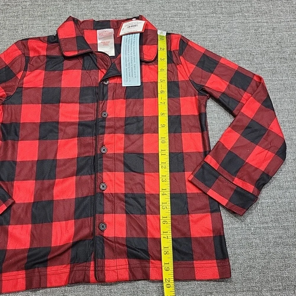 Wondershop Kids' Buffalo Check Pajama Top Medium Size 8 Red Printed Sleepwear